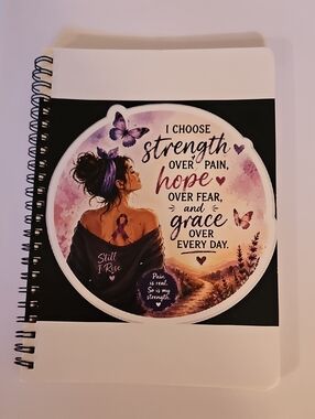 Chronic Illness Warrior Spiral Journal Purple Ribbon Pain Awareness Notebook 8x6